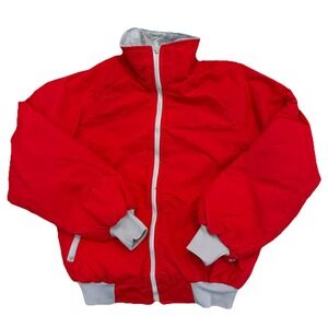 Vintage Wiman Red Bomber Jacket Medium Made in USA Fleece Lined Zip Front